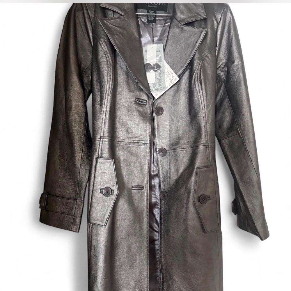 silver leather trench